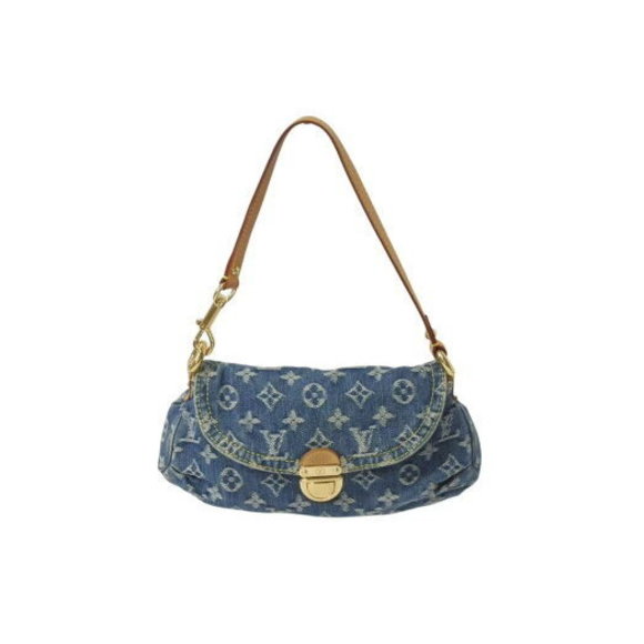 Louis Vuitton Monogram Denim Pleaty Handbag Leather Blue - Picture 1 of 9